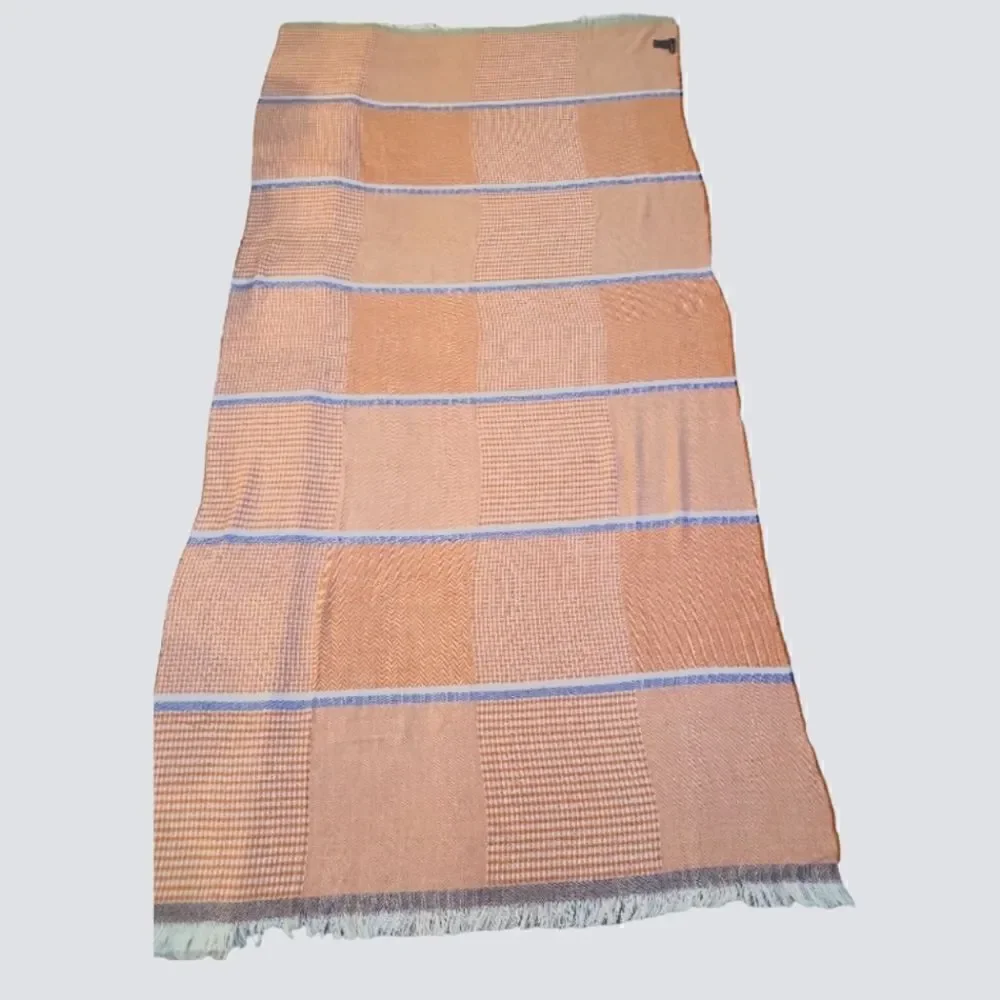 LN MODERNA PATCHWORK STYLE BLANKET SCARF W/FRINGE